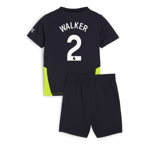 Fotballdrakt Barn Manchester City Kyle Walker #2 Bortedraktsett 2024-25 Kortermet (+ Korte bukser)